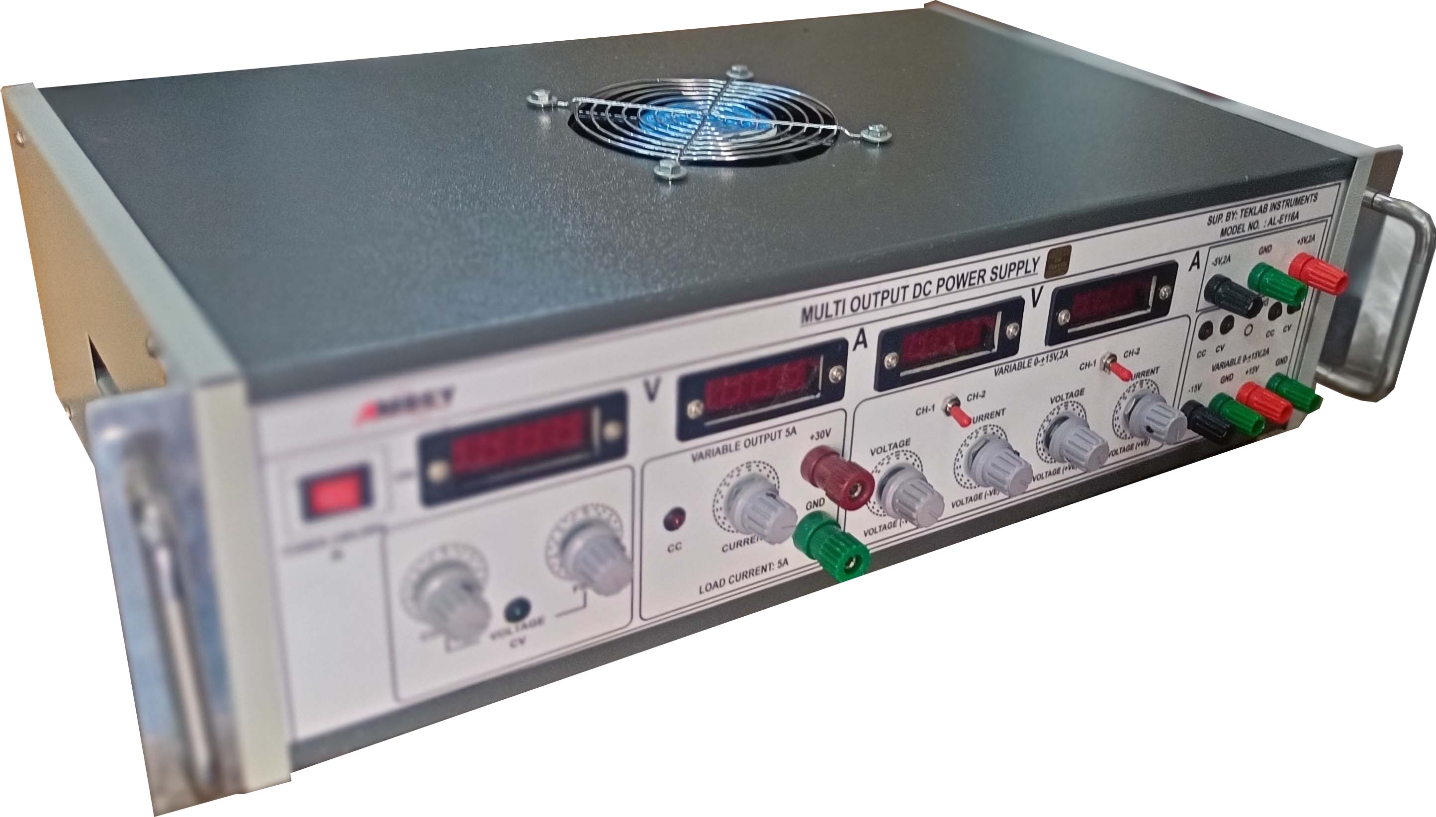 AL-E116F MULTI OUTPUT DC POWER SUPPLY 0-30V5A +/-5V2A, 0-15V2A (DUAL)